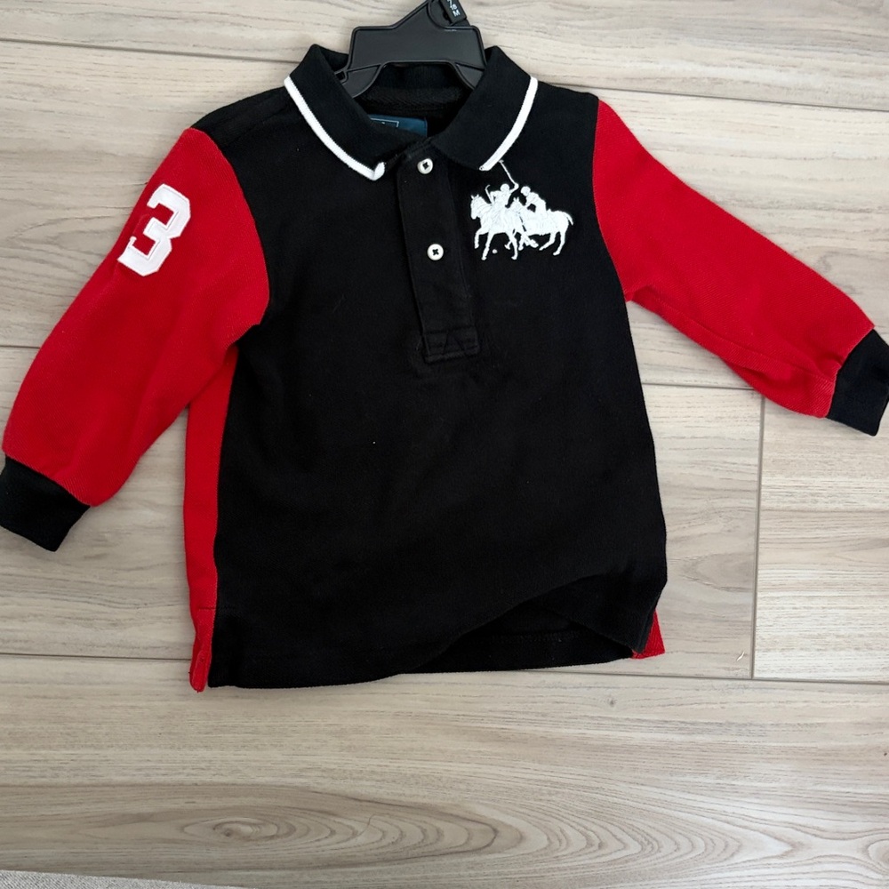 Ralph Lauren Black Polo Shirt with White Accents